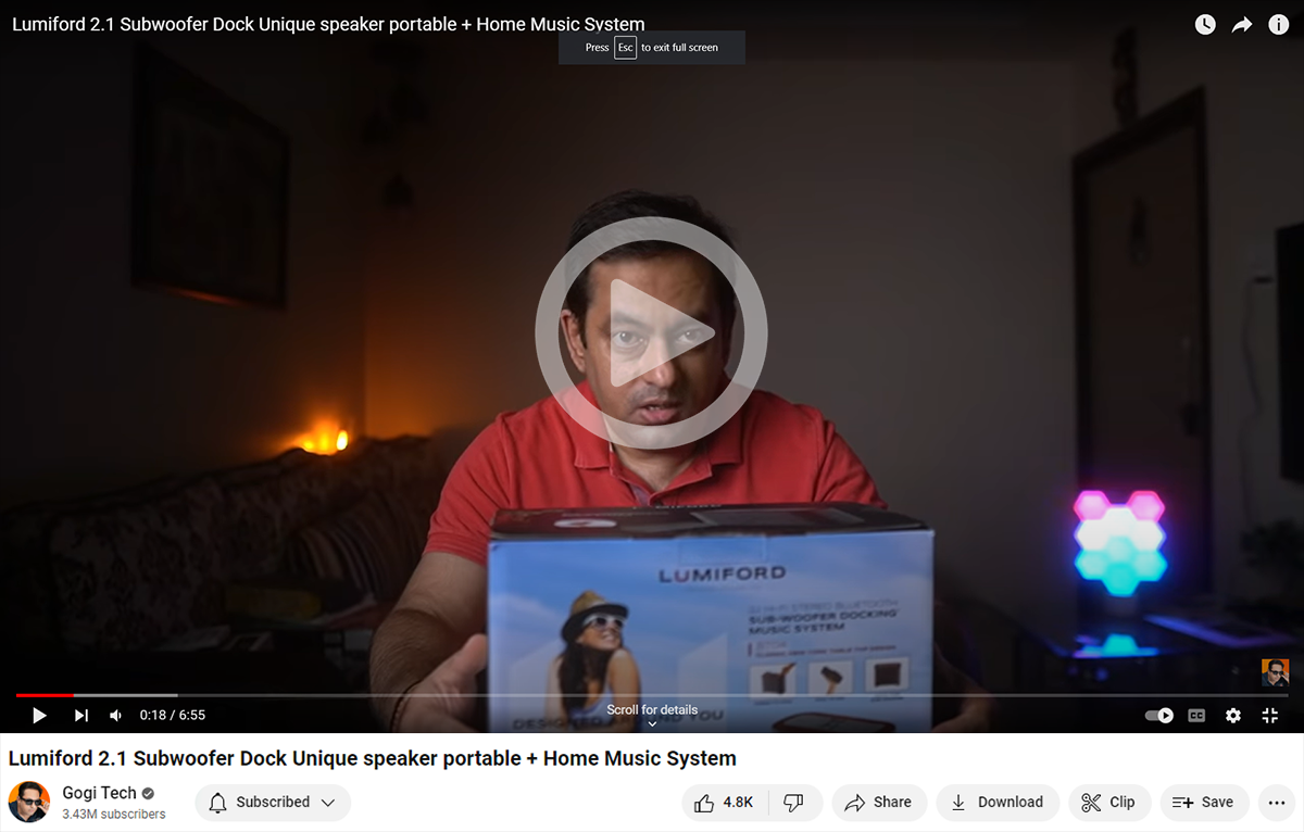 Lumiford 2.1 Subwoofer Dock -(c) Gogi Tech- 3.43M subscribers